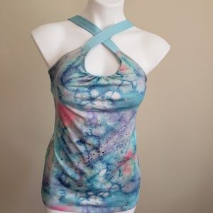 Champion Women's Splatter Print Tank Shelf Bra S/P